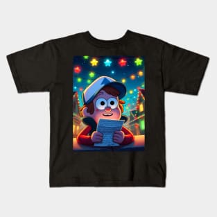 Unveiling Enigmatic Holiday Magic: Gravity Falls Christmas Art for Iconic Festive Designs! Kids T-Shirt